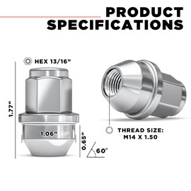 White Knight M14 x 1.50 Lug Nuts for Ford F-150 (2015 - Current) Mach-E Transit Expedition and Lincoln Navigator, Factory Style Chrome Extra Bulge Acorn – WN00809-24AM (24 Pack)