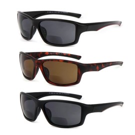 Hyyiyun 3 Pack Bifocal Sunglasses for Men and Women,Sporty Sun Readers UV Protection Fishing Golf Driving1.75X