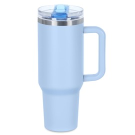 40 oz Tumbler with Handle and Flip Straw Lid, 100% Leak Proof Vacuum Insulated Tumbler with Detachable Flip Straw Easy to Clean, Keep Cold or Hot, Reusable Stainless Steel Tumbler(Glacier Blue)