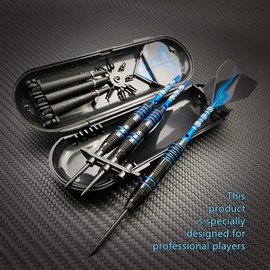 Darts set 22g Darts steel tip 3 Pack with Aluminum Shaft 2 Style Flights and Dart Case, Professional Metal Darts