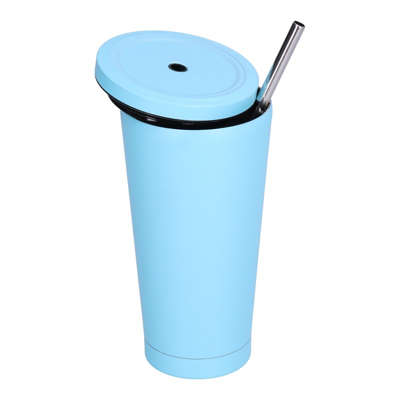 500ML Small Vacuum Coffee Cup Iced Coffee Bottle with Straw