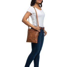 STILORD 'Alicia' Small Handbag Shoulder Bag Leather for Women Elegant Cross Body Bag Vintage in Genuine Leather, Colour:taranto - brown