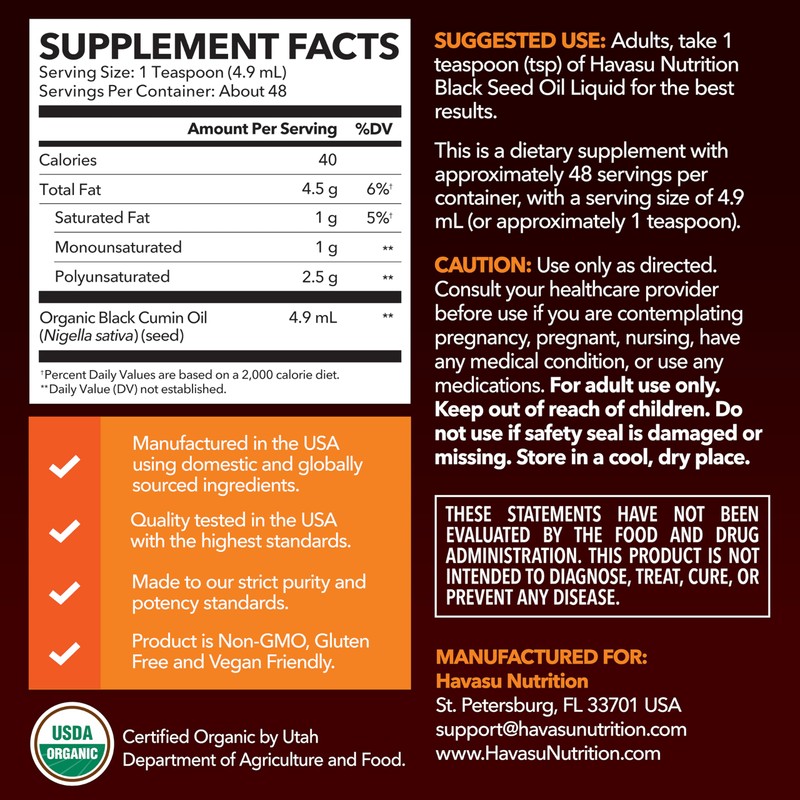 Organic Black Seed Oil Cold Pressed Liquid - Black Cumin