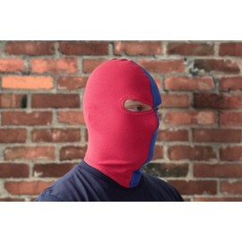 PGWEAR Balaclava 50/50 inches, two-tone men's balaclava made of cotton and lycra, streetwear mask for stadium and everyday life, made in Europe, red/blue, Unit size