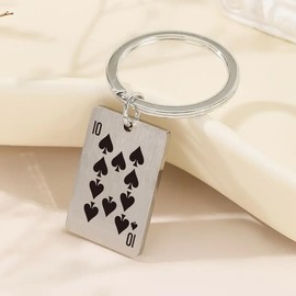 [ALOHAMONI] Metal Playing Cards Cards Vintage American Keychain Key Ring Spade Poker American Casual Miscellaneous Goods Good Luck Motel Charm Accessories Tag Lucky Lucky Item Antique Retro USA, 10