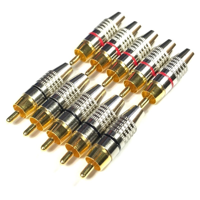 CESS RCA Plug Solder Gold Audio Video Connectors (10 Pack)