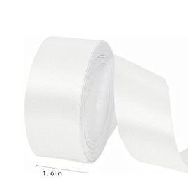 4 cm White Satin Ribbon, Satin Decorative Ribbon, Gift Ribbon, Wide Ribbon for Dress, Wedding, Christening and Birthday Gifts, Satin Decorative Ribbon, Gift Wrapping, 22.8 m