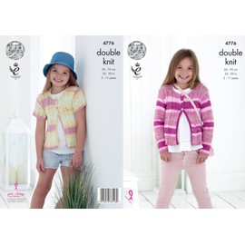 King Cole 4776 Knitting Pattern Girls Cardigans in King Cole Cottonsoft Crush DK