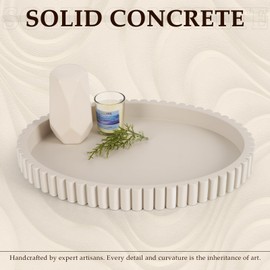 Cathyeen Oval Tray for Coffee Table Decor, 15" Concrete Tray, Table Centerpieces Decorative Trays for Home Decor, Modern Decorative Trays for Coffee Tables, Centerpiece Trays, Gray