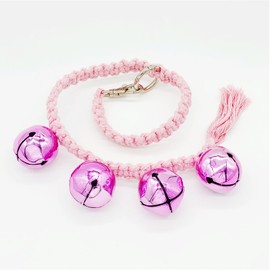 DORUI Dog Hanging Doorbells| 4 Extra Loud Dog Potty Training Bells| Adjustable Durable Braided Rope Door Bell for Dogs to Ring to Go Outside(Pink, Small)