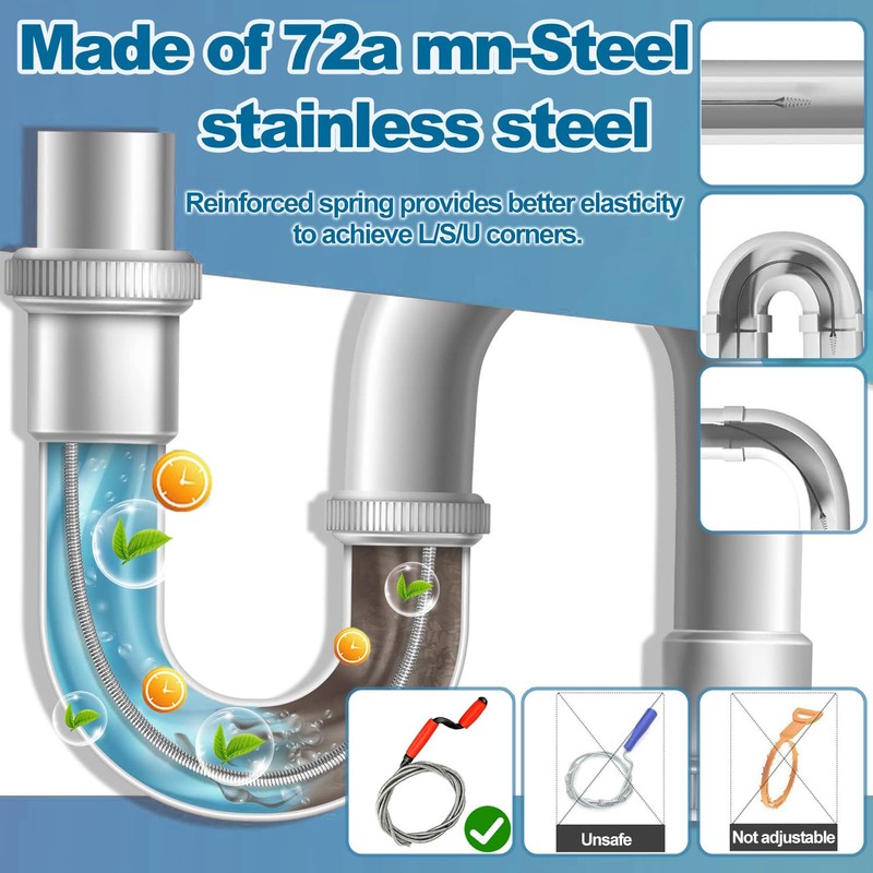Drain Snake Unblocker Reusable Flexible Plumbing Drain Hair Sink Unblocker