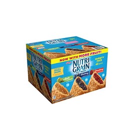 Kellogg's Nutri-Grain Variety Pack Soft Baked Breakfast Bars - Grab-N-Go Snacks, Apple Cinnamon, Blueberry, and Strawberry (48 Count)