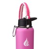 HYDRO CELL Wide Mouth Paracord Handle - Strap Carrier with Safety Ring and Carabiner. Compatible with 14, 18, 24, 32, 40, and 64 oz Stainless Steel Water Bottles (Fuchsia/White)