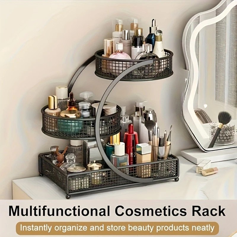 3 Tier Makeup Organizer Storage Retro Cosmetic Display Case Perfume