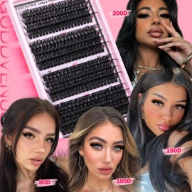 Goddvenus Eyelashes Cluster Lashes 14-20mm Thick Fluffy Individual Eyelashes 80D-200D Volume Lashes Individual Cluster Dramatic Russian Eyelash Clusters D Curl DIY Eyelash Extensions 320pcs