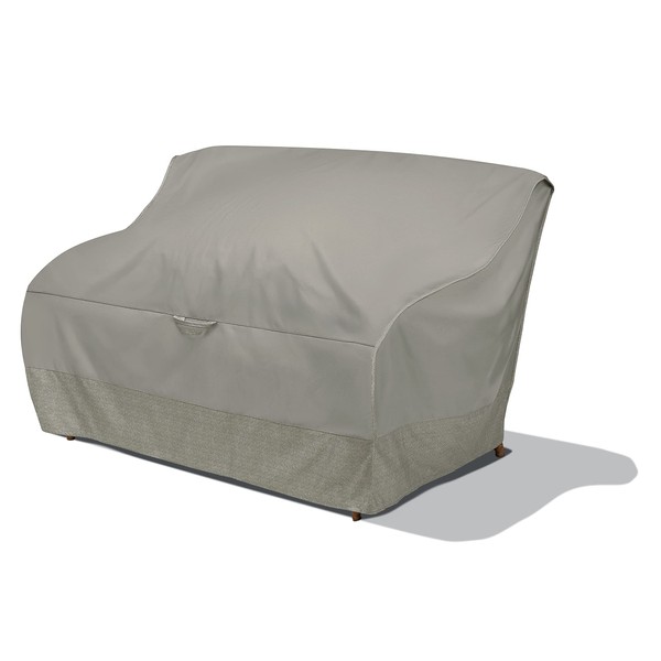 Classic Accessories Weekend Water-Resistant Patio Loveseat Cover with Integrated Duck Dome, 60 x 36 x 35 Inch, Moon Rock, Patio Bench Cover
