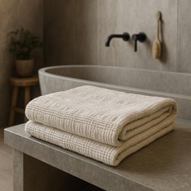 Linen Bath Sheet – 80×135 cm – 79% Natural Linen Blend – Naturally Textured – Everyday Use – (Lunaria)
