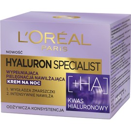 L'Oréal Paris Hyaluron Specialist Moisturising Face Cream Night 25+, Two Types of Hyaluronic Acid, 50 ml