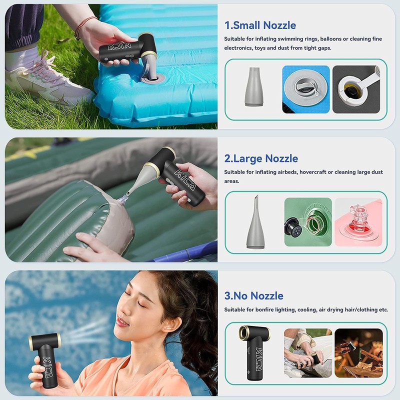 KiCA Jetfan 2.0 Electric Air Duster+Vacuum Accessory Combo for Computer/Keyboard/House