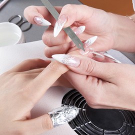 QIYUDA 100pcs Nail Foils Soak Off, Gel Nail Polish Remover Foil Wraps with Cuticle Scraper for Acrylic/uv/gel