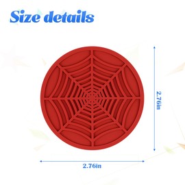 BESULEN Car Cup Coasters, 4 Pack Spider Web PVC Non-Slip Drink Mat, 2.75 Inch Universal Auto Cup Holder Insert Drainage Coasters, Car Interior Accessories Ornaments for SUV, Truck, Sedan (Red)