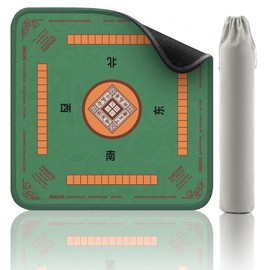 2F22E Mahjong Mat, Noise Reduction Non-Slip Mahjong Mat for Table, 32.4 * 32.4 Inch Mahjong Table Mat for Poker, Board Table Mat, Dominoes, Tile,Card Games (Green)