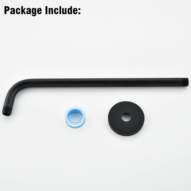 RANDOM 16 Inch Shower Arm with Flange,Stainless Steel 90 Degree
