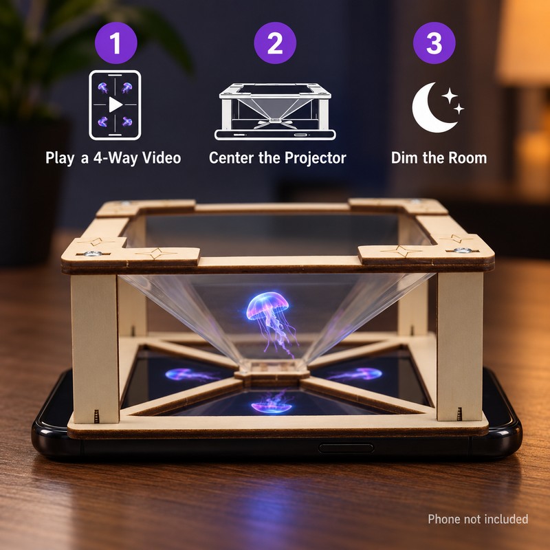 DIY 3D Holographic Projection Science Experiment Kit, Educational Building Model