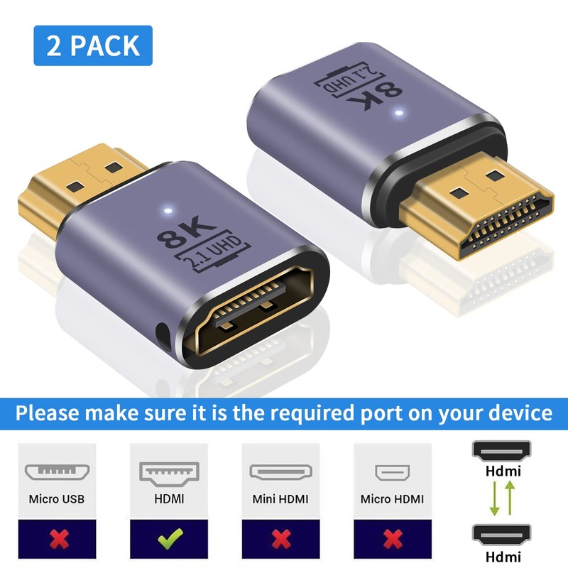 Poyiccot HDMI 2.1 Extension Adapter, 8K HDMI Converter Adapter, 48Gbps