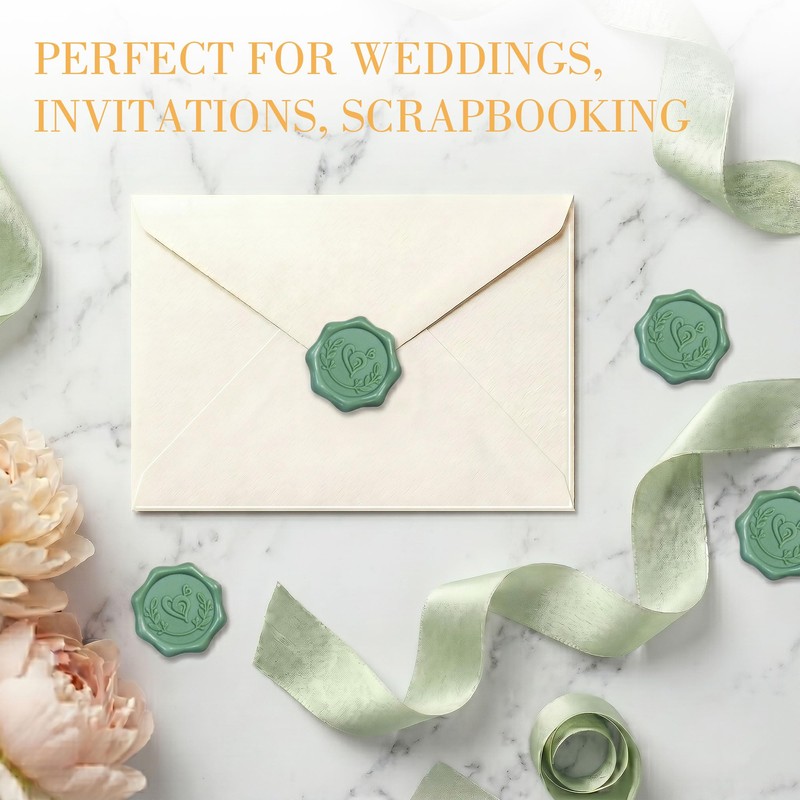 Green Wax Seal Stickers for Envelopes, 50 Pcs Envelope Seal
