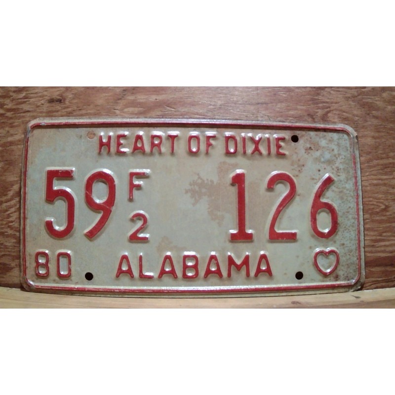 Vintage 1980 ALABAMA License Plate Antique Car Tag
