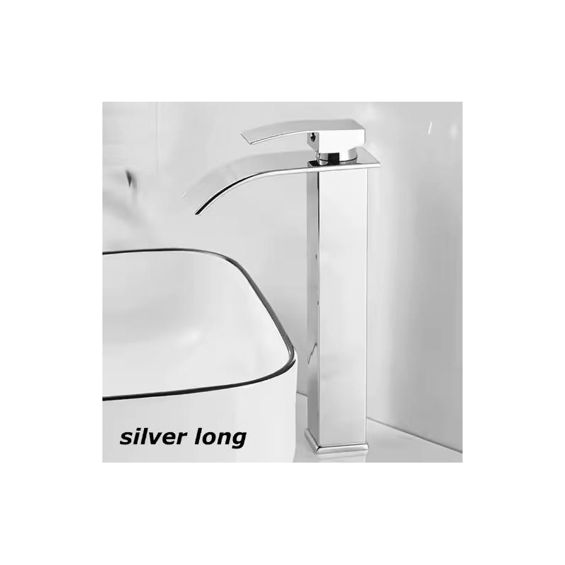Black Waterfall Bathroom Faucet for Wash Basins – Short Deck-Mounted