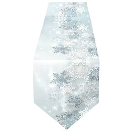 ALAZA Double-Sided Silver Snowflakes Winter Christmas Table Runner 14x108 Inches Long,Table Cloth Runner for Wedding Birthday Party Kitchen Dining Home Everyday Decor