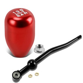 Auto Dynasty Compatible with Civic/Del Sol/CRX/Integra Double Bend Short Throw Shifter (Black)+5-Speed Gear Knob (Red)