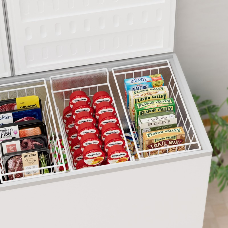 blitzlabs Chest Freezer Organizer Bins, Deep Freezer Basket Storage Wire