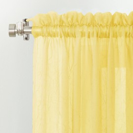 No. 918 No. 918 Erica Crushed Sheer Voile Rod Pocket Curtain Panel, 51" x 84", Yellow