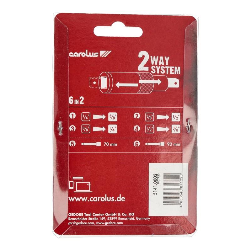 Carolus 6 in 2 Socket Adaptors Converters 1/2" 3/8" 1/4"