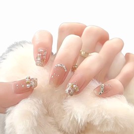 Nail Tip, Short, Winter Nail, 24 Pieces, Gel Nail Seal, Cute, False Nails, Popular, Korean, Coming-of-Age Ceremony, Oval, Nail Supplies, Seal, Popular Nail Tip, Easy Off, For Beginners (Q: Soft Kao)