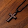 REVEMCN Wooden Cross Necklace for Men Boys - Black Walnut