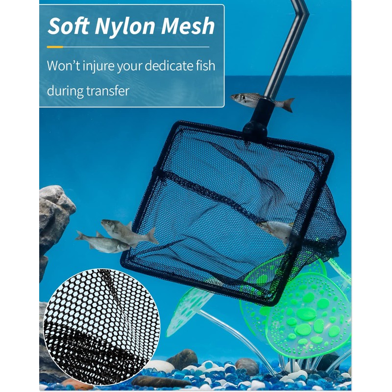 Pawfly 5 Inch Aquarium Fish Net with Telescopic Stainless Steel