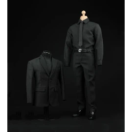 Fremego 1/6 Scale Male Clothes Men's Black Suit Coat Shirt Pant Shoes Outfit Clothing Accessory for 12inch Male Action Figure (Black)