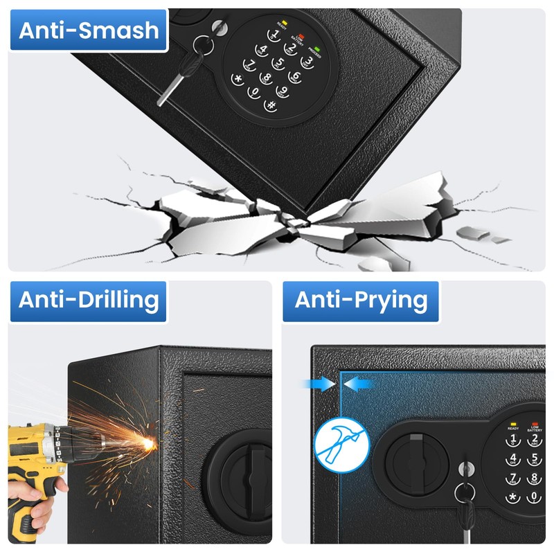 Mitlvge 0.5 Cu Ft Mini Safe Box with Fireproof Document