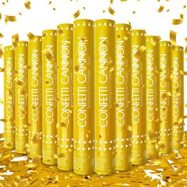 Confetti Cannon Gold Party Poppers 12 Inch Streamer Cannon 12 Pack Golden Party Poppers Shooters Foil Gold Popper Cannon Bulk for Wedding,Birthday,Graduation,New Year Celebration