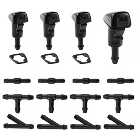 Lyeteung 4 x windscreen washer nozzles, 4805742AB windscreen washer nozzle, with 12 hose connectors, compatible with Jeep Chrysler Dodge Ram washing nozzle