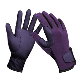 ChinFun Kids Leather Insulated Horse Riding Gloves Breathable Children Equestrian Gloves Anti-Slipping Horseback Mitts Purple L