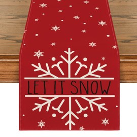 Artoid Mode Grey Silver Snowflakes Let it Snow Christmas Table Runner, Winter Kitchen Dining Table Decoration for Home Party Decor 13x108 Inch