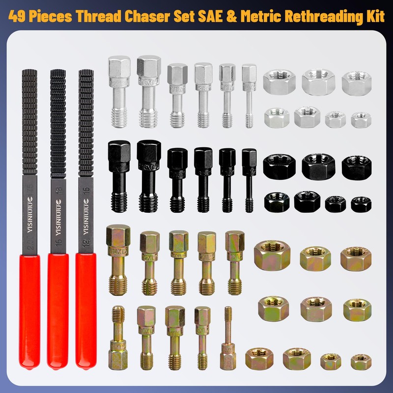 YISINIUTUO 49PCS Thread Chaser Set, Thread Repair Thread Chaser Kit