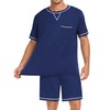 SWOMOG Men Modal Pajamas Set Comfy Sleepwear Short Sleeve Pjs