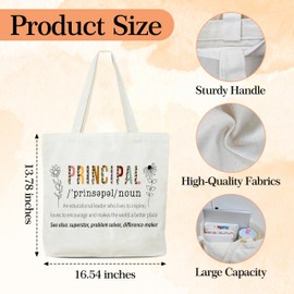 OZTEMETY Principal Gifts, Mentor Appreciation Gifts, Principal Motivational Tote Bags, Natural Canvas Tote Bags, Shoulder Bags With Floral And Eucalyptus Leaf Patterns And Leopard Prints-44