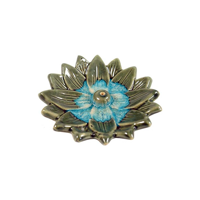 GURU SHOP Lotus Incense Holder Ceramic Two-Tone – Model 17,